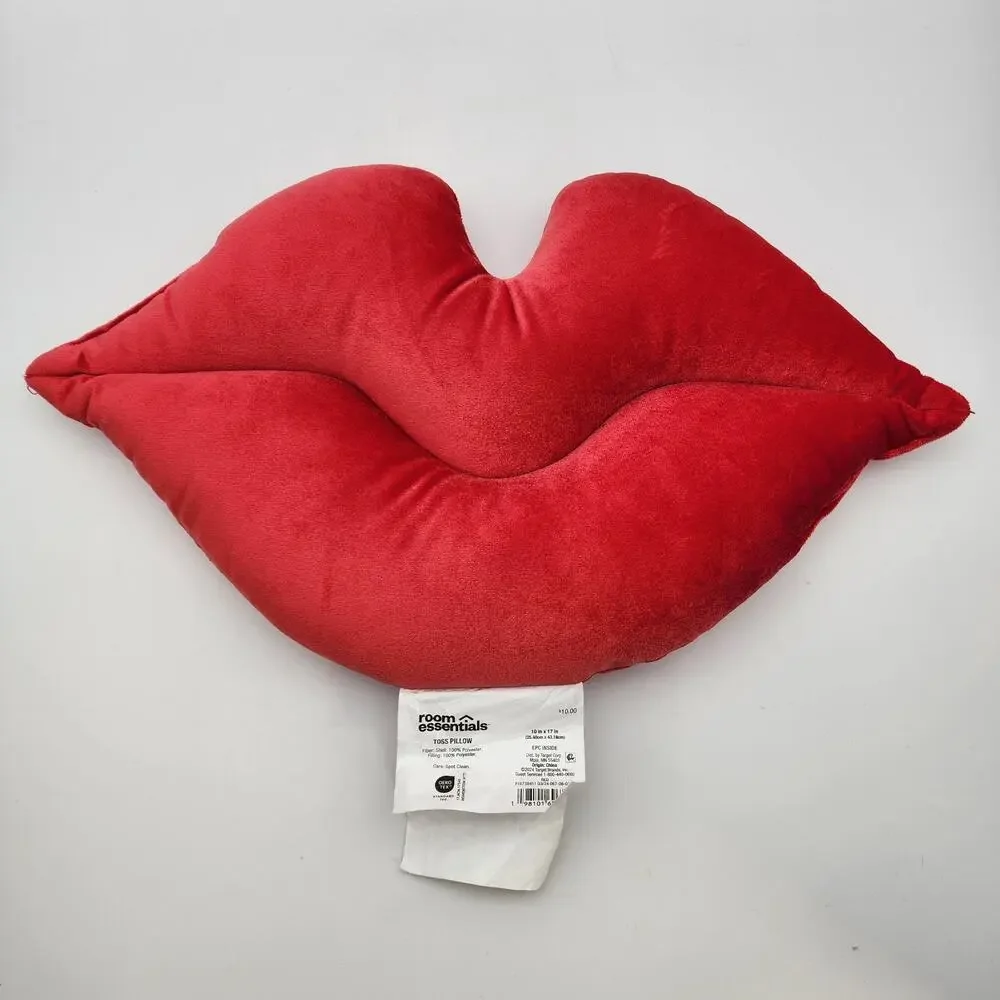 Target Cherry Red Lips Plush Pillow 10x17 Valentine College Dorm Room Essentials